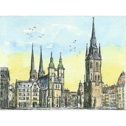 382 Markt Halle 9x12cm